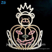 Fashion Crystal Halloween Bear And Pumpkins Crown, Pageant Crown For Halloween